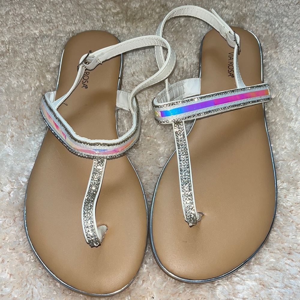 Women’s White Iridescent Sandals